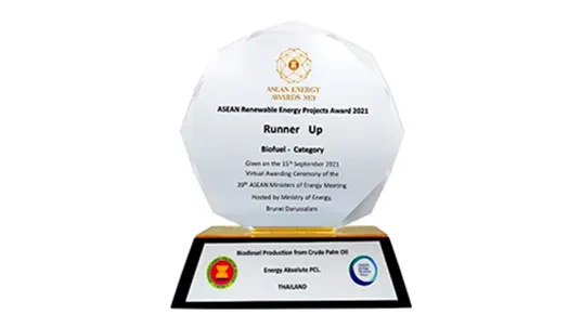 The Winner of "Production of the Synthesized Biofuel using various types of waste oil" - ASEAN Energy Awards 2024